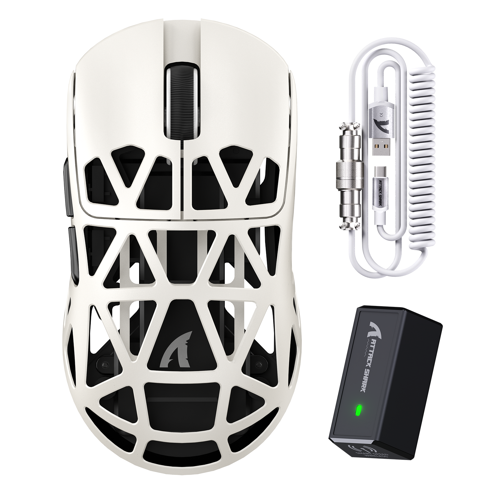 ATTACK SHARK R2 Ratón para Juegos de Aleación de Magnesio PAW3950 8K con Cable Enrollado para Ratón (No Incluye la Base de Carga)