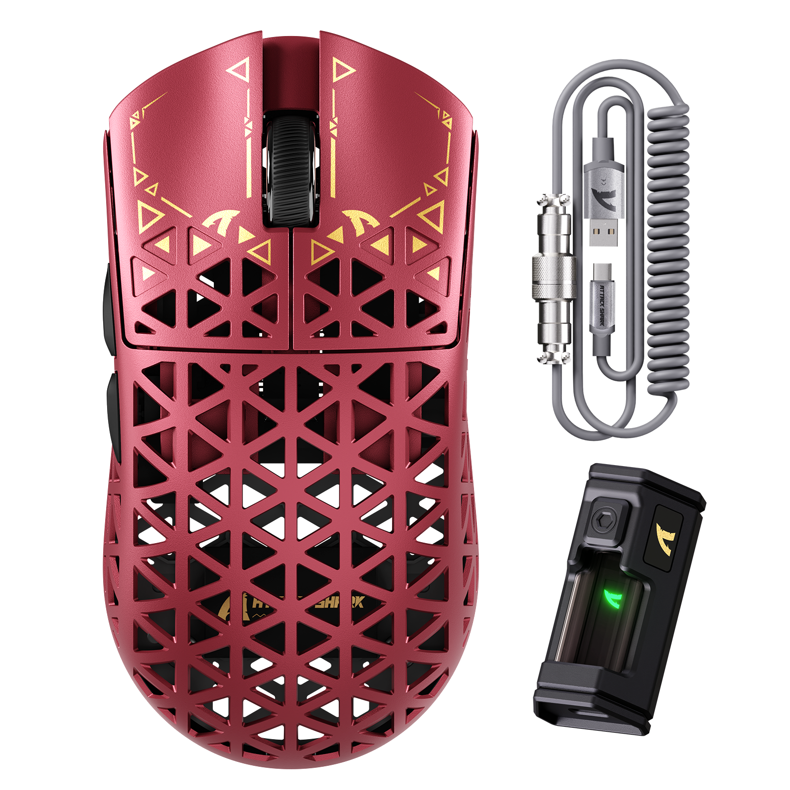 Ratón para juegos inalámbrico ATTACK SHARK R5 ULTRA de fibra de carbono 8K PAW3950MAX con cable en espiral 8K