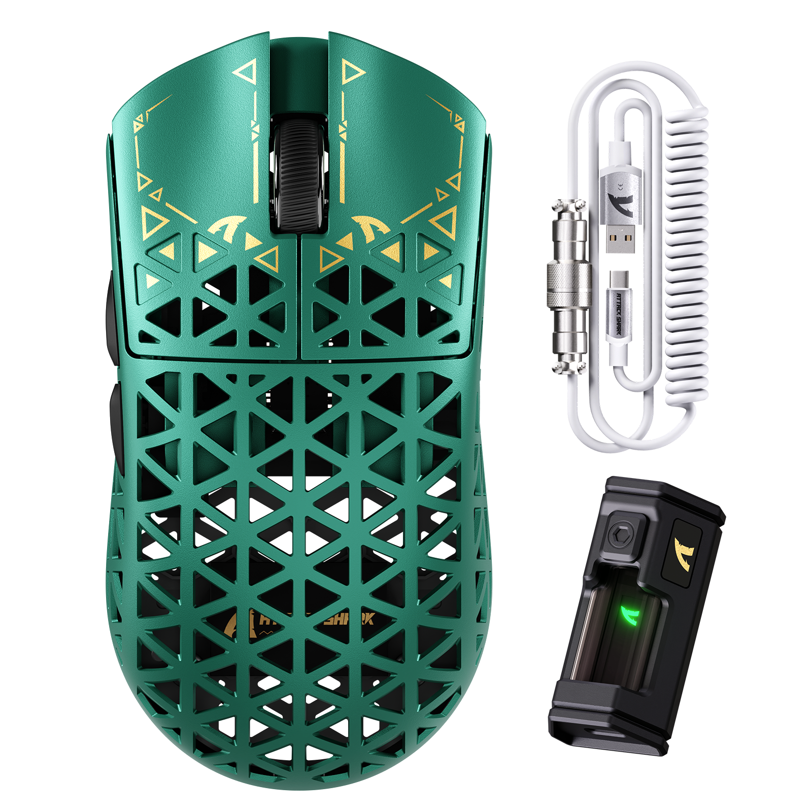 Ratón para juegos inalámbrico ATTACK SHARK R5 ULTRA de fibra de carbono 8K PAW3950MAX con cable en espiral 8K