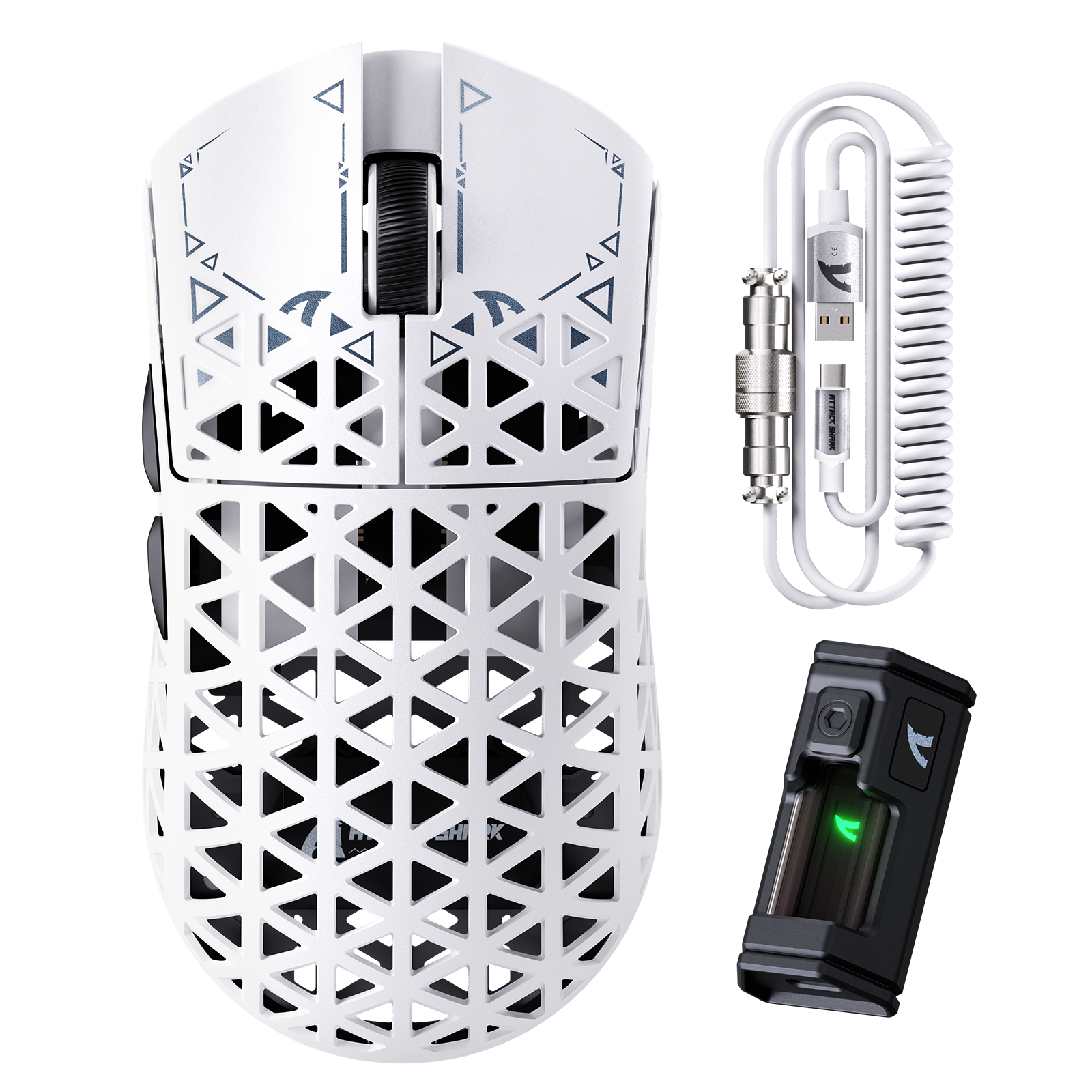 Ratón para juegos inalámbrico ATTACK SHARK R5 ULTRA de fibra de carbono 8K PAW3950MAX con cable en espiral 8K