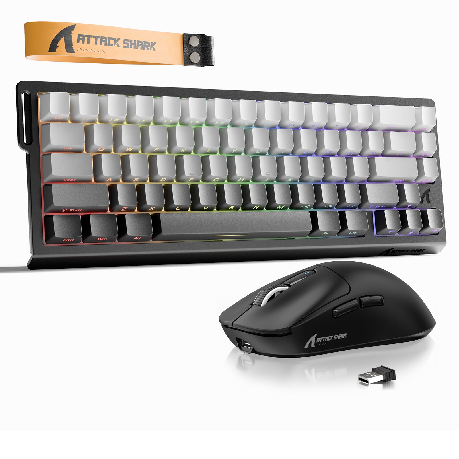 Paquete ATTACK SHARK X68HE Rapid Trigger Keyboard + ratón inalámbrico para juegos X3