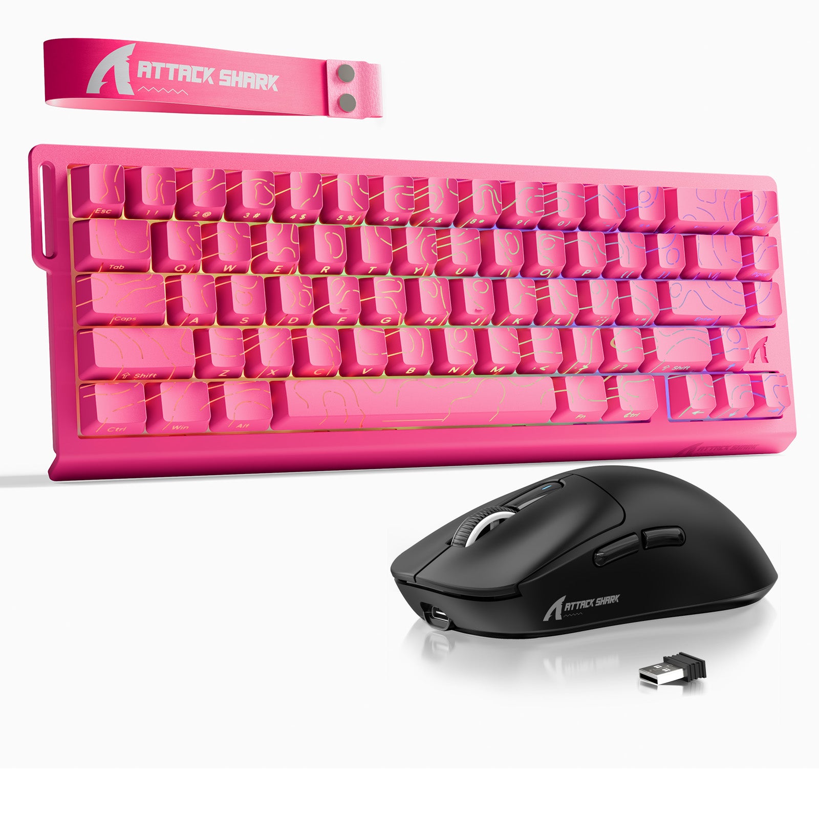 Paquete ATTACK SHARK X68HE Rapid Trigger Keyboard + ratón inalámbrico para juegos X3