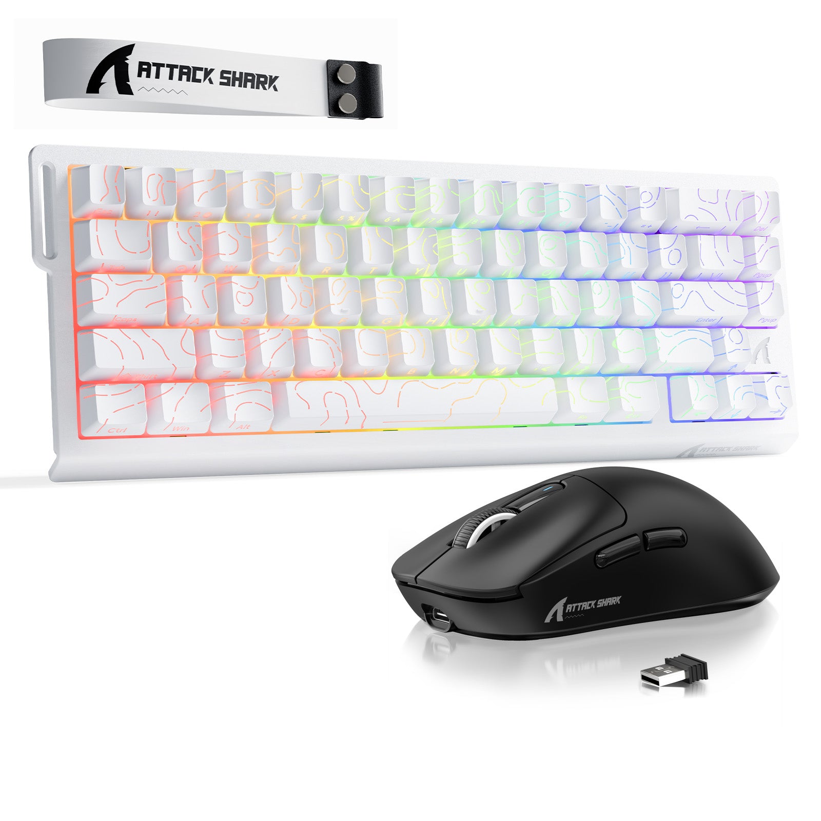 Paquete ATTACK SHARK X68HE Rapid Trigger Keyboard + ratón inalámbrico para juegos X3