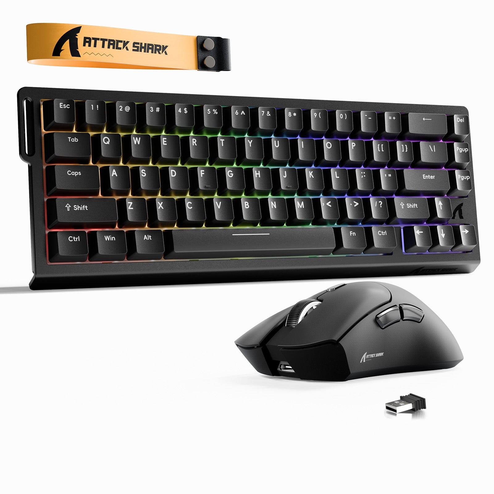Paquete ATTACK SHARK X68HE Rapid Trigger Keyboard + ratón inalámbrico para juegos R1