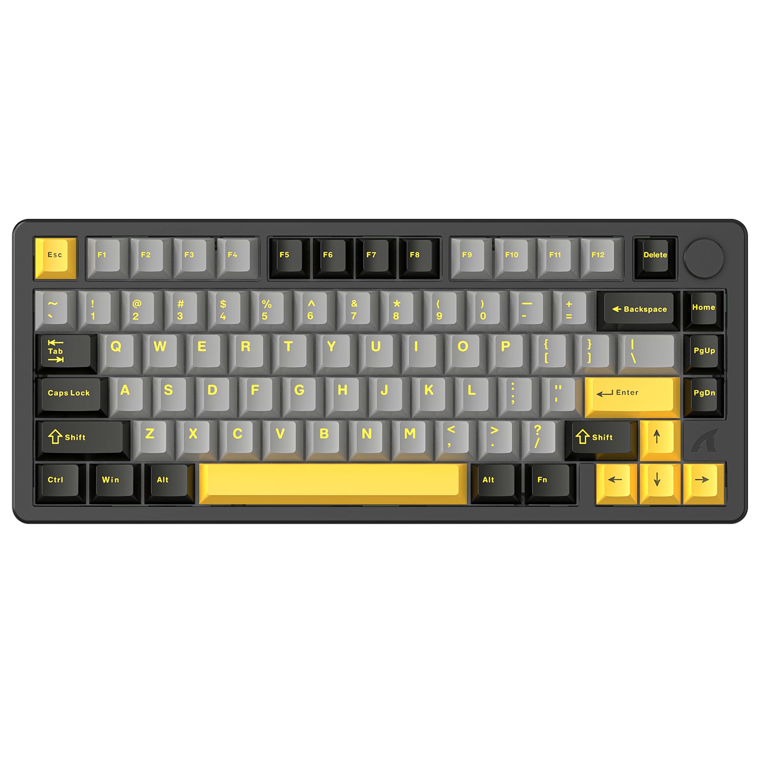 Attack Shark X86 compact keyboard with yellow and gray keycaps