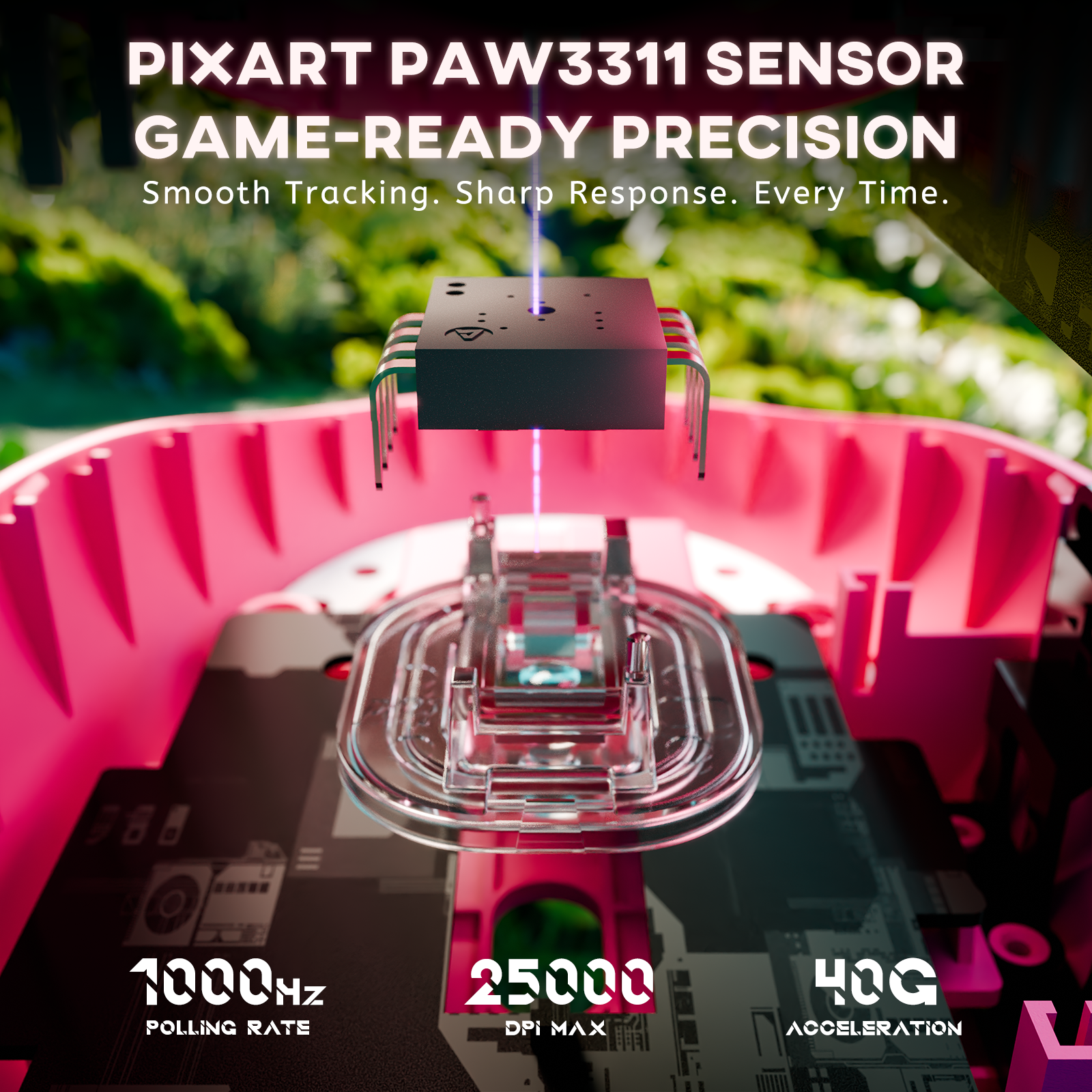 ATTACK SHARK G3 Ratón inalámbrico para juegos trimodo 25000 DPI Ultraligero