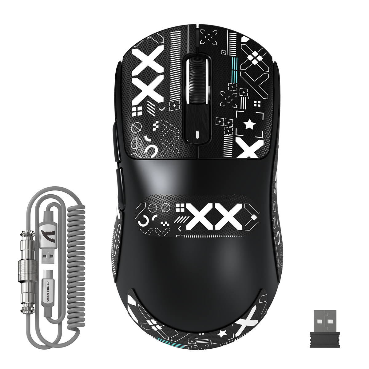 ATTACK SHARK X3 MAX PAW3950 Ratón gaming inalámbrico con cable rizado para ratón C06
