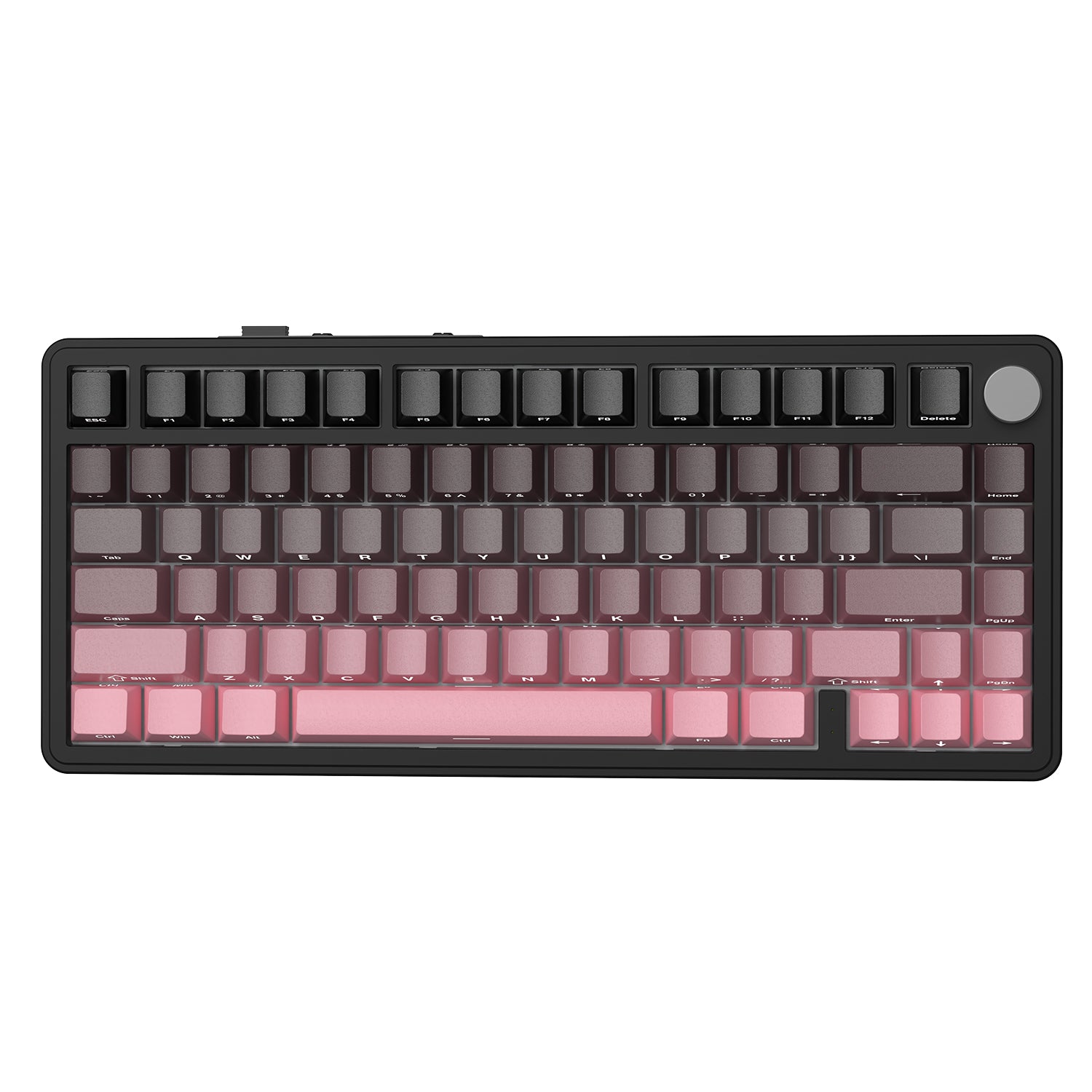 Attack Shark X85 Wireless Mechanical Keyboard top view with gradient black to pink keycaps.