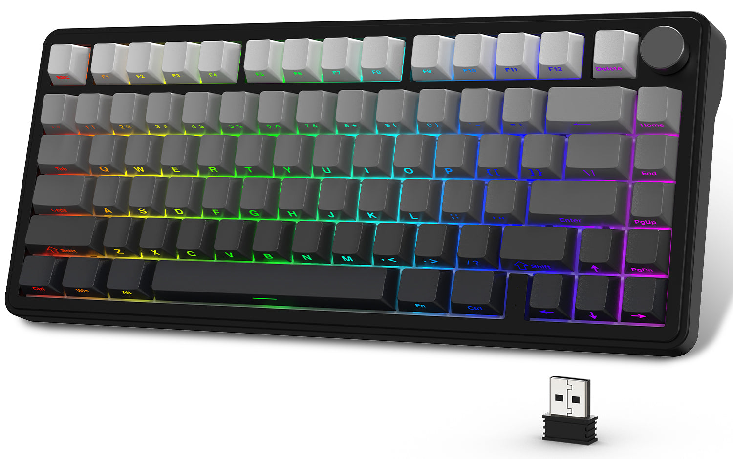 Attack Shark X85 Wireless Mechanical Keyboard with RGB effects and USB dongle.