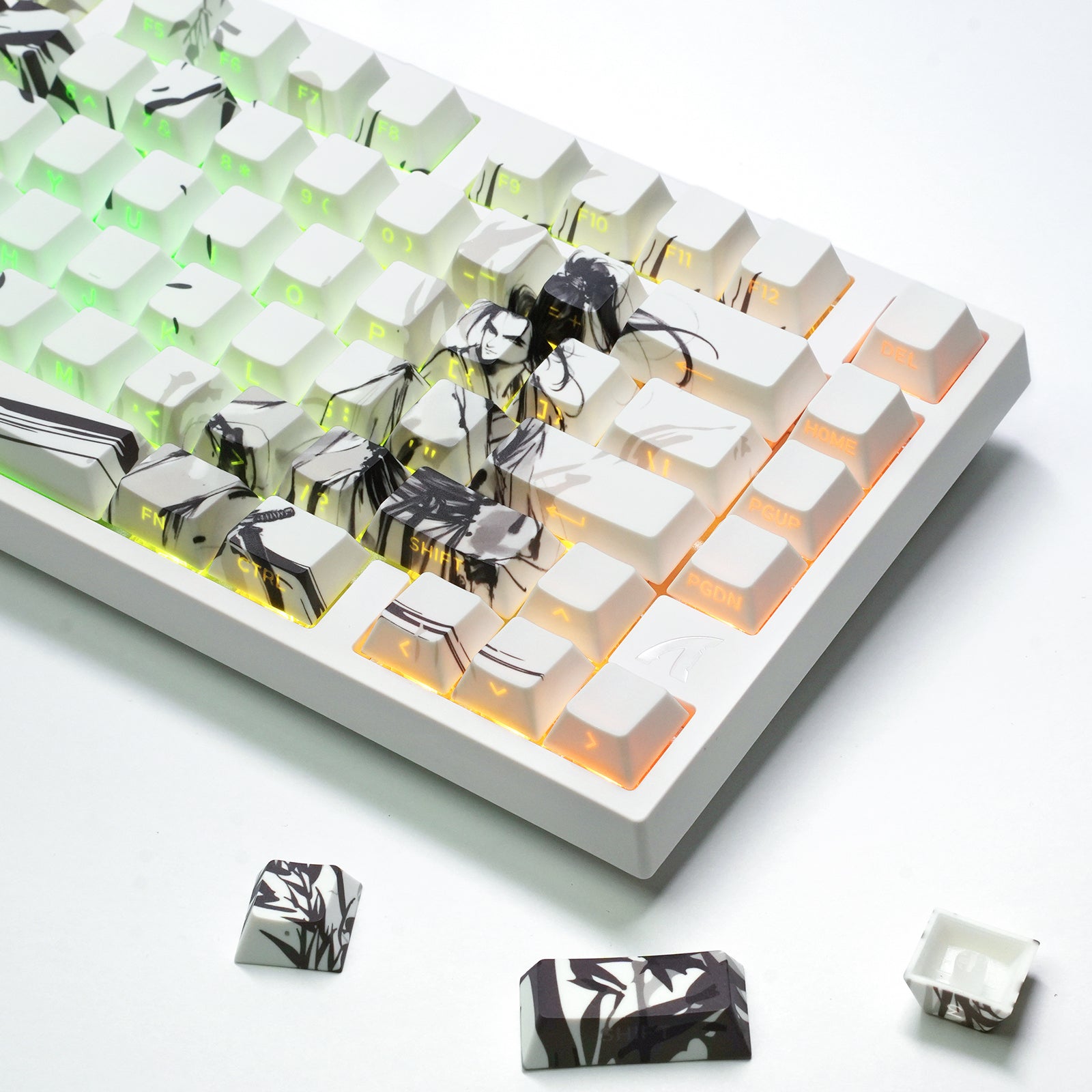 ATTACK SHARK SK02, 129 teclas, teclas PBT con impresión lateral, ANSI/ISO, caballero andante