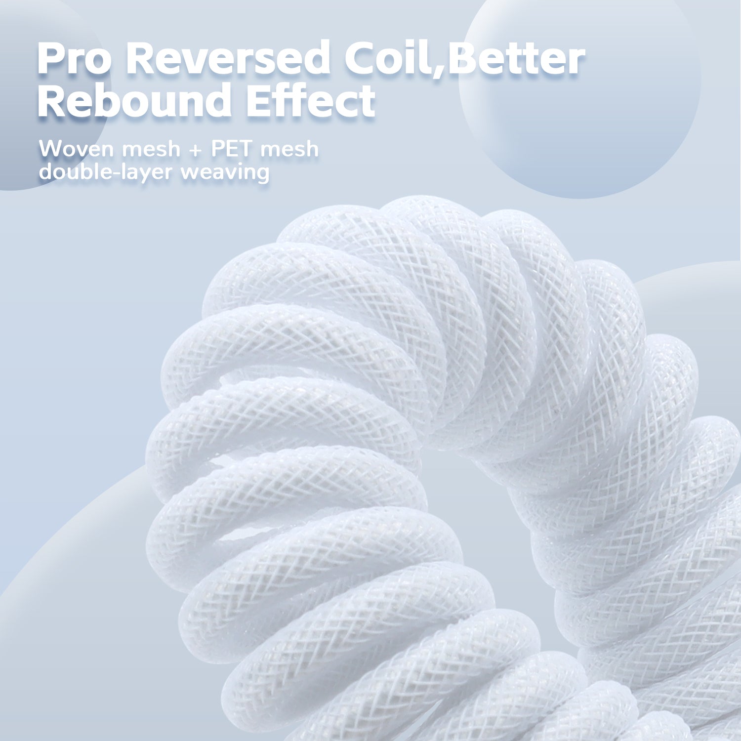 Coiled USB-C keyboard cable with double-layer weaving for better rebound effect.