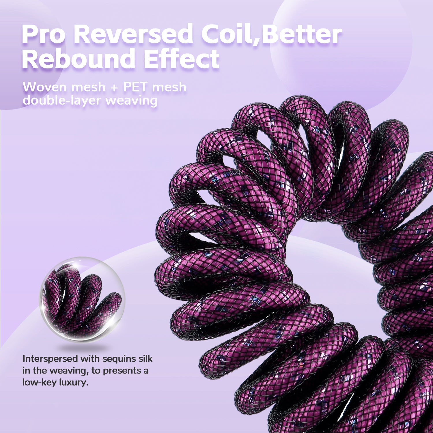 Pro Reversed Coil USB-C keyboard cable with double-layer woven mesh in purple.