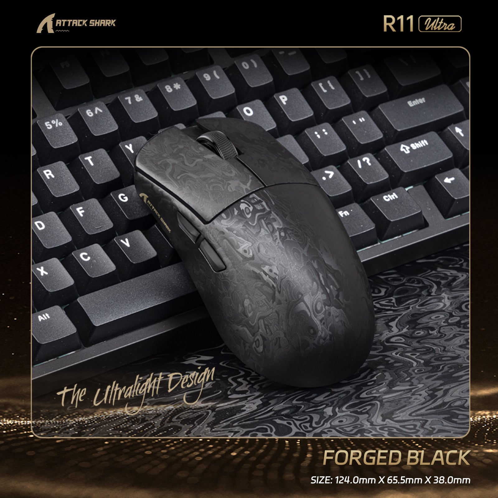 Ratón inalámbrico para juegos ATTACK SHARK R11 ULTRA de fibra de carbono 8K PAW3950MAX