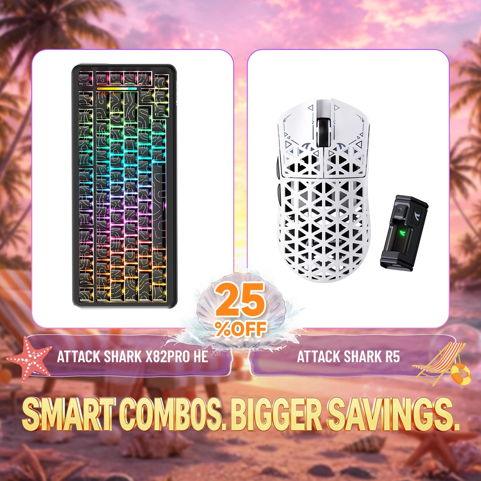 Paquete ATTACK SHARK X82PRO HE teclado Rapid Trigger + ratón para juegos inalámbrico de fibra de carbono R5