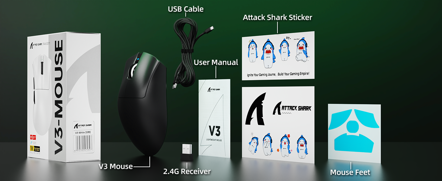 Ratón para juegos ultraligero de tres modos ATTACK SHARK V3