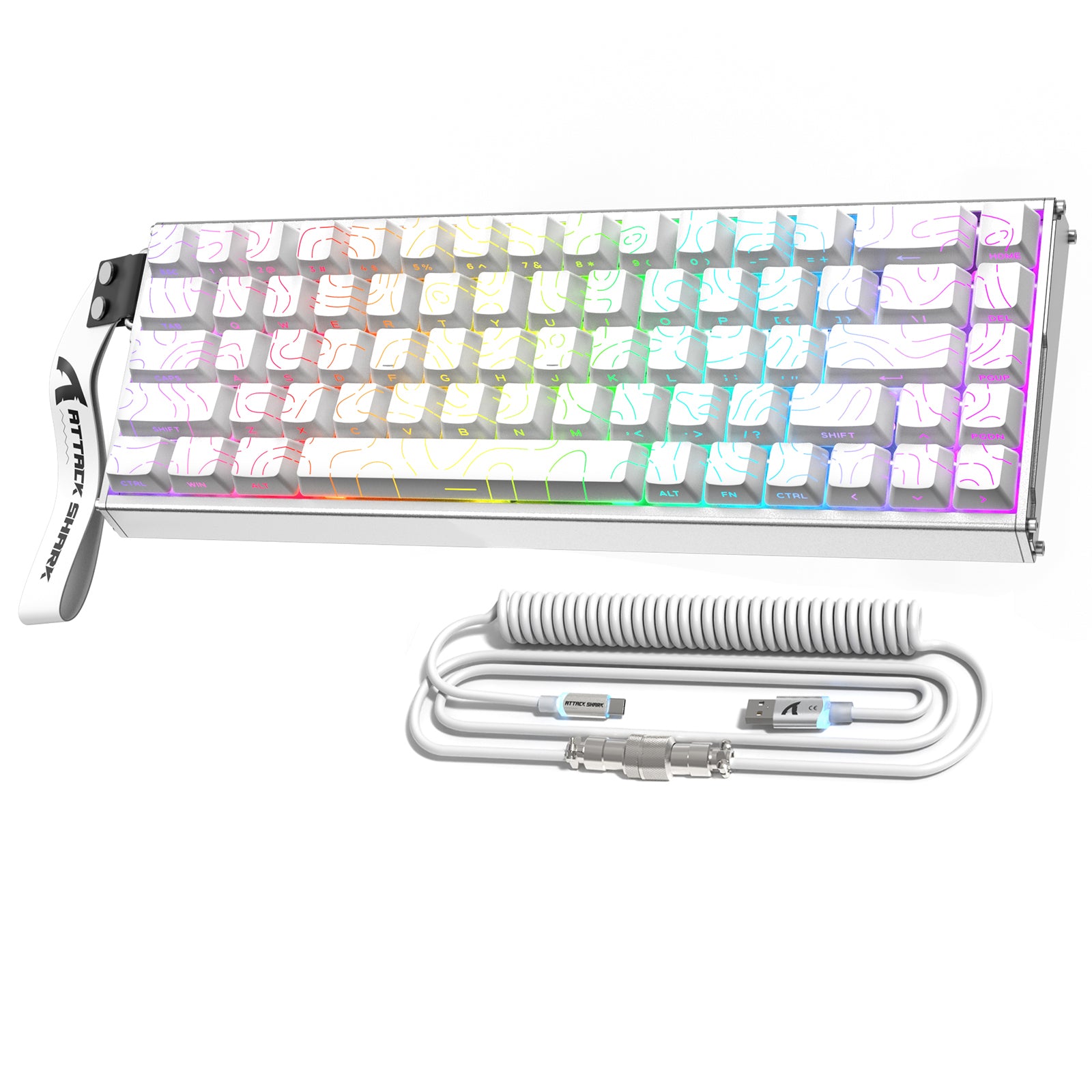 Teclado ATTACK SHARK X68MAX HE de aluminio CNC con interruptor magnético y cable en espiral C01Ultra RGB.