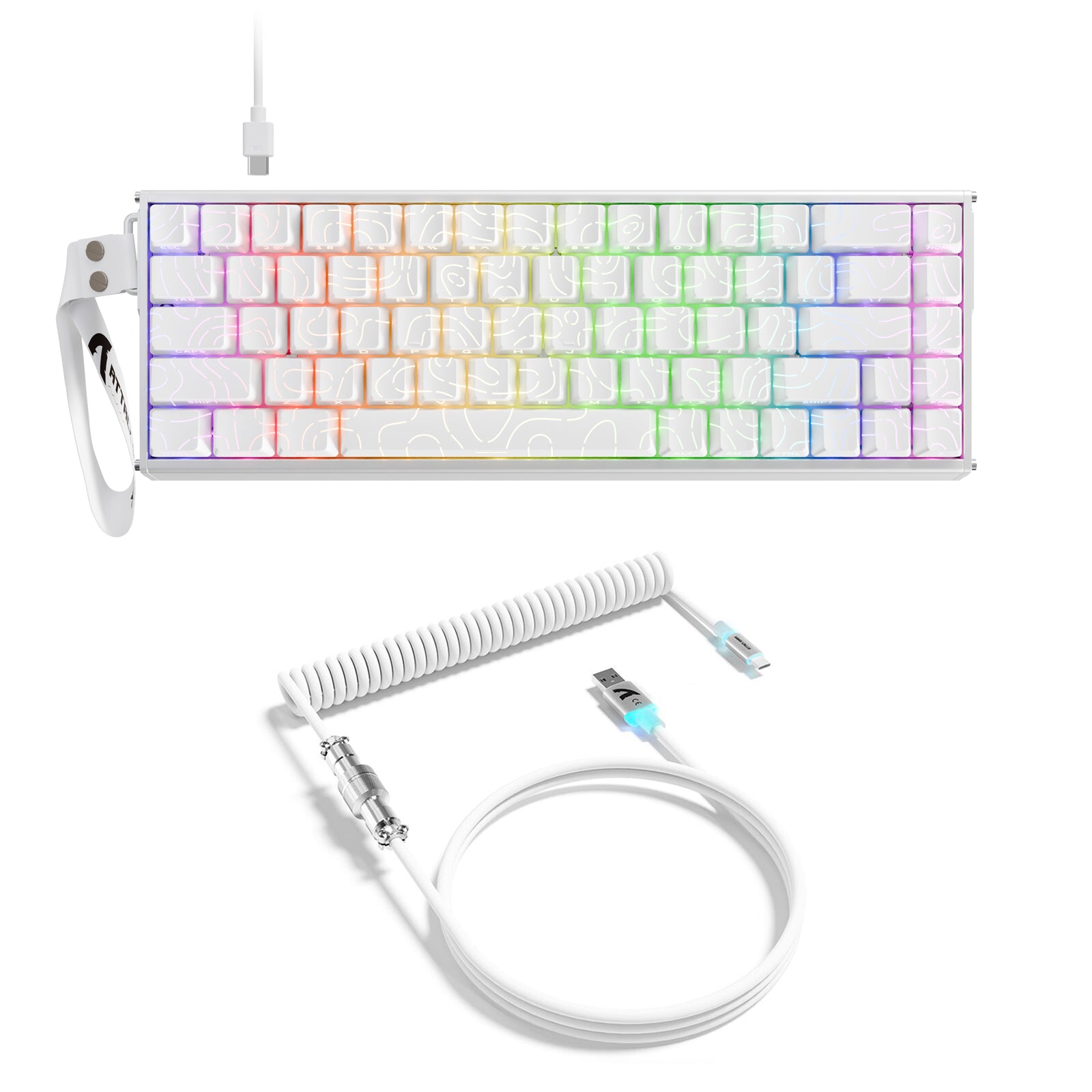 Teclado ATTACK SHARK X68MAX HE de aluminio CNC con interruptor magnético y cable en espiral C01Ultra RGB.