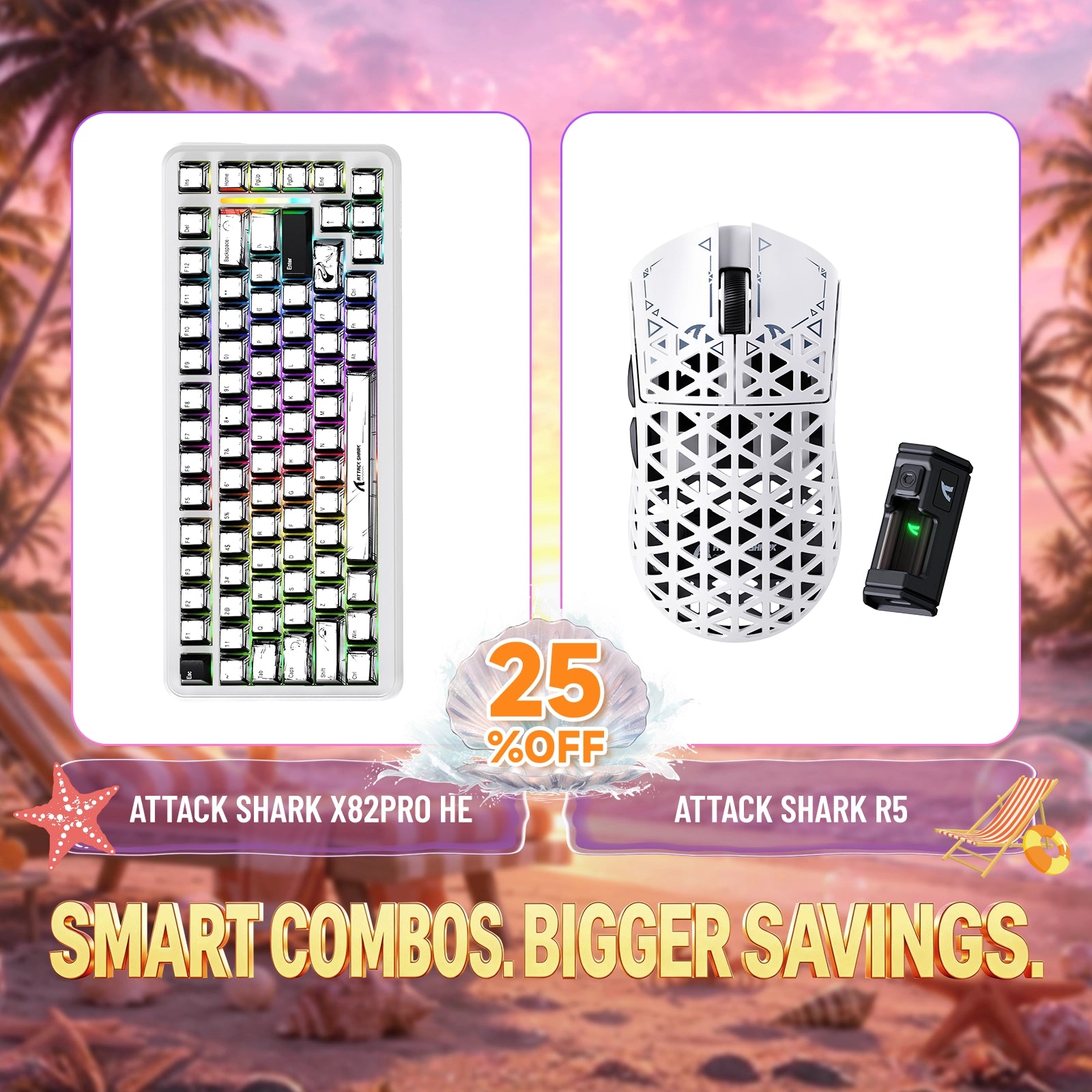 Paquete ATTACK SHARK X82PRO HE teclado Rapid Trigger + ratón para juegos inalámbrico de fibra de carbono R5
