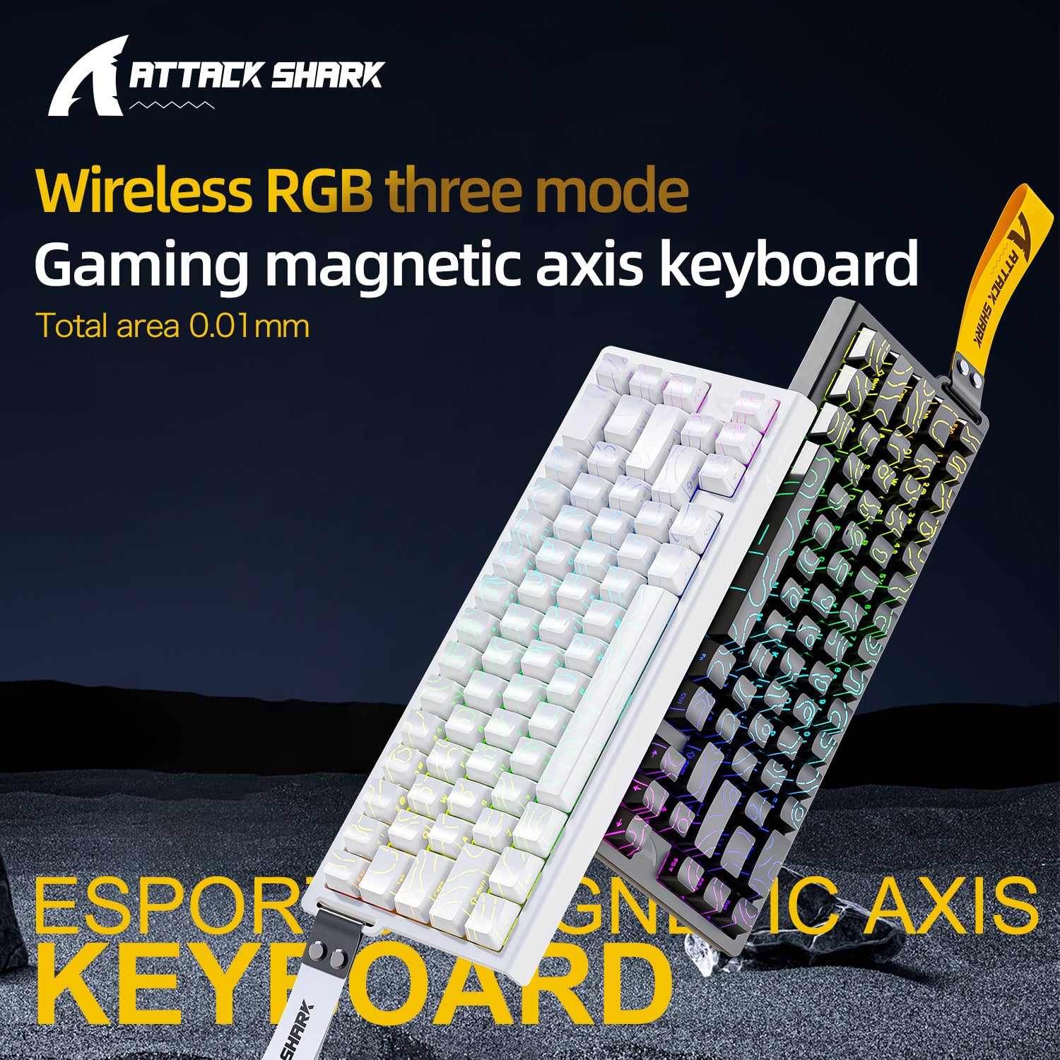 Teclado inalámbrico de activación rápida con cable en espiral ATTACK SHARK X68PRO HE