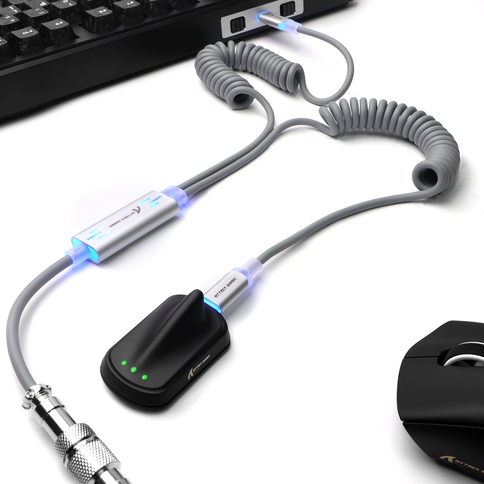 ATTACK SHARK C08 Cable de aviación personalizado 2 en 1 para teclados magnéticos de 8 kHz
