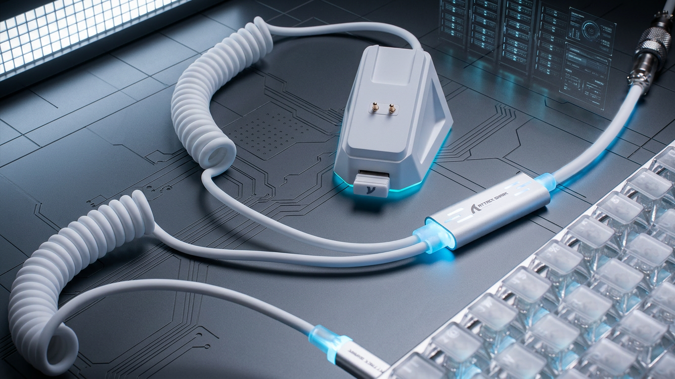 ATTACK SHARK C08 Cable de aviación personalizado 2 en 1 para teclados magnéticos de 8 kHz