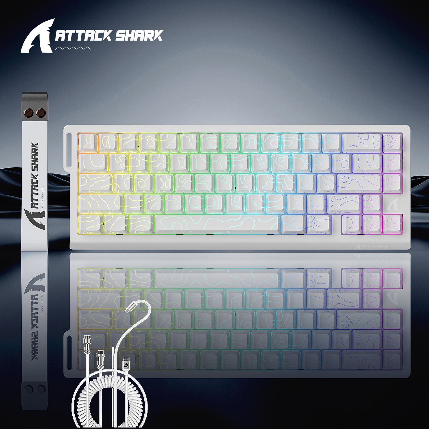 Teclado inalámbrico de activación rápida con cable en espiral ATTACK SHARK X68PRO HE