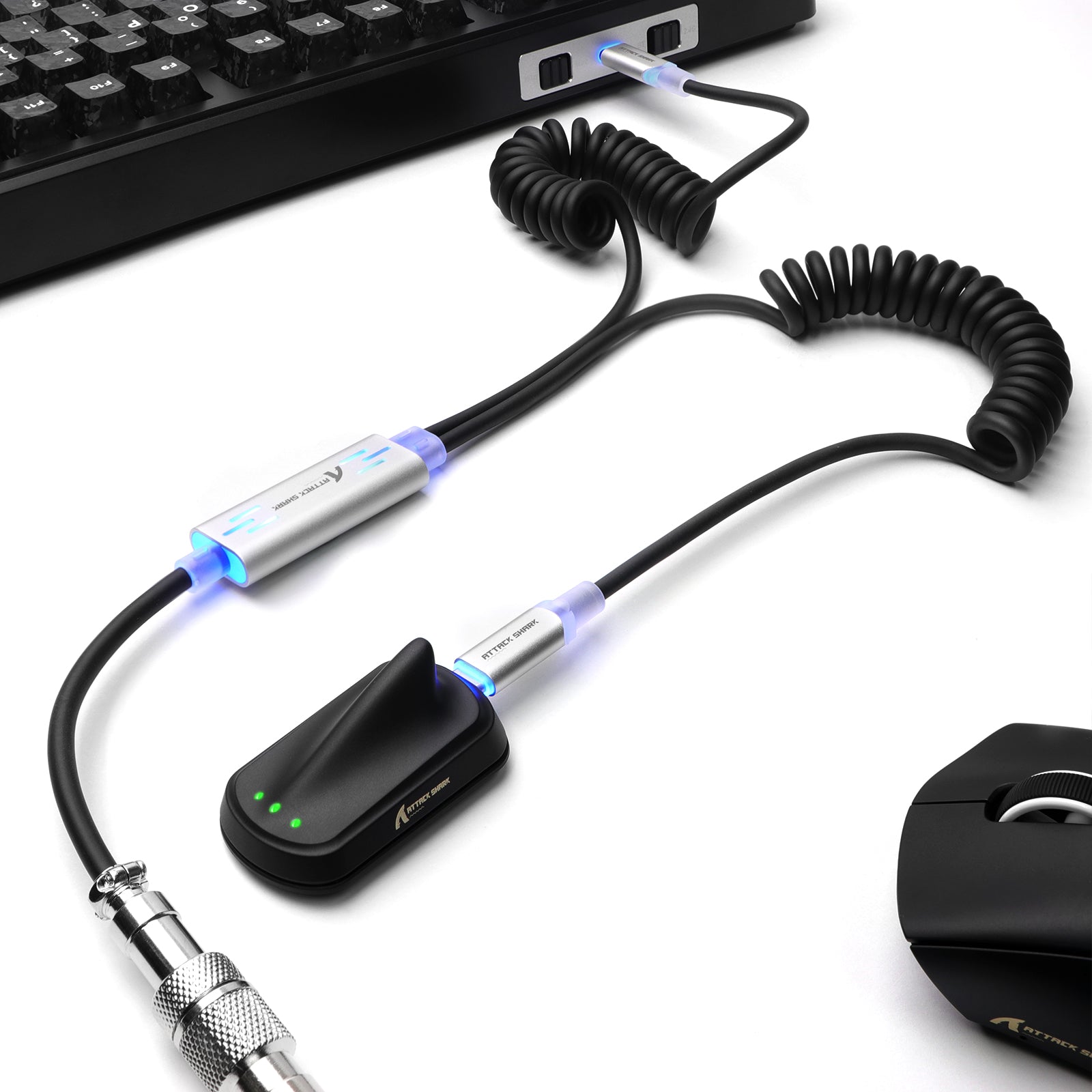 ATTACK SHARK C08 Cable de aviación personalizado 2 en 1 para teclados magnéticos de 8 kHz
