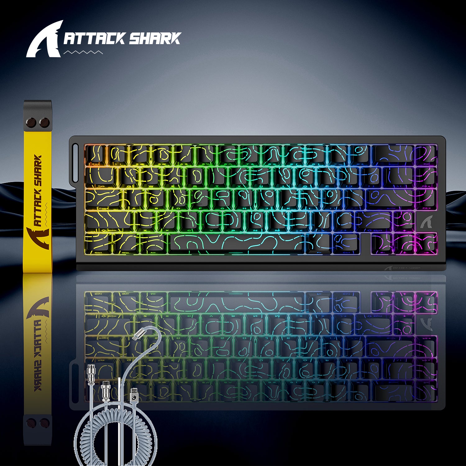 Teclado inalámbrico de activación rápida con cable en espiral ATTACK SHARK X68PRO HE