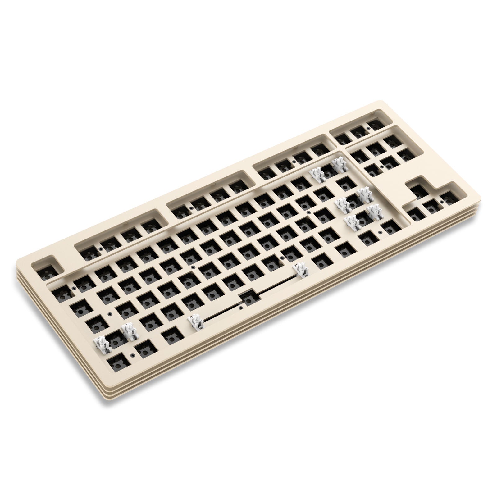 AJAZZ AKC087 mechanical keyboard PCB featuring hot-swappable design and yellow switches.