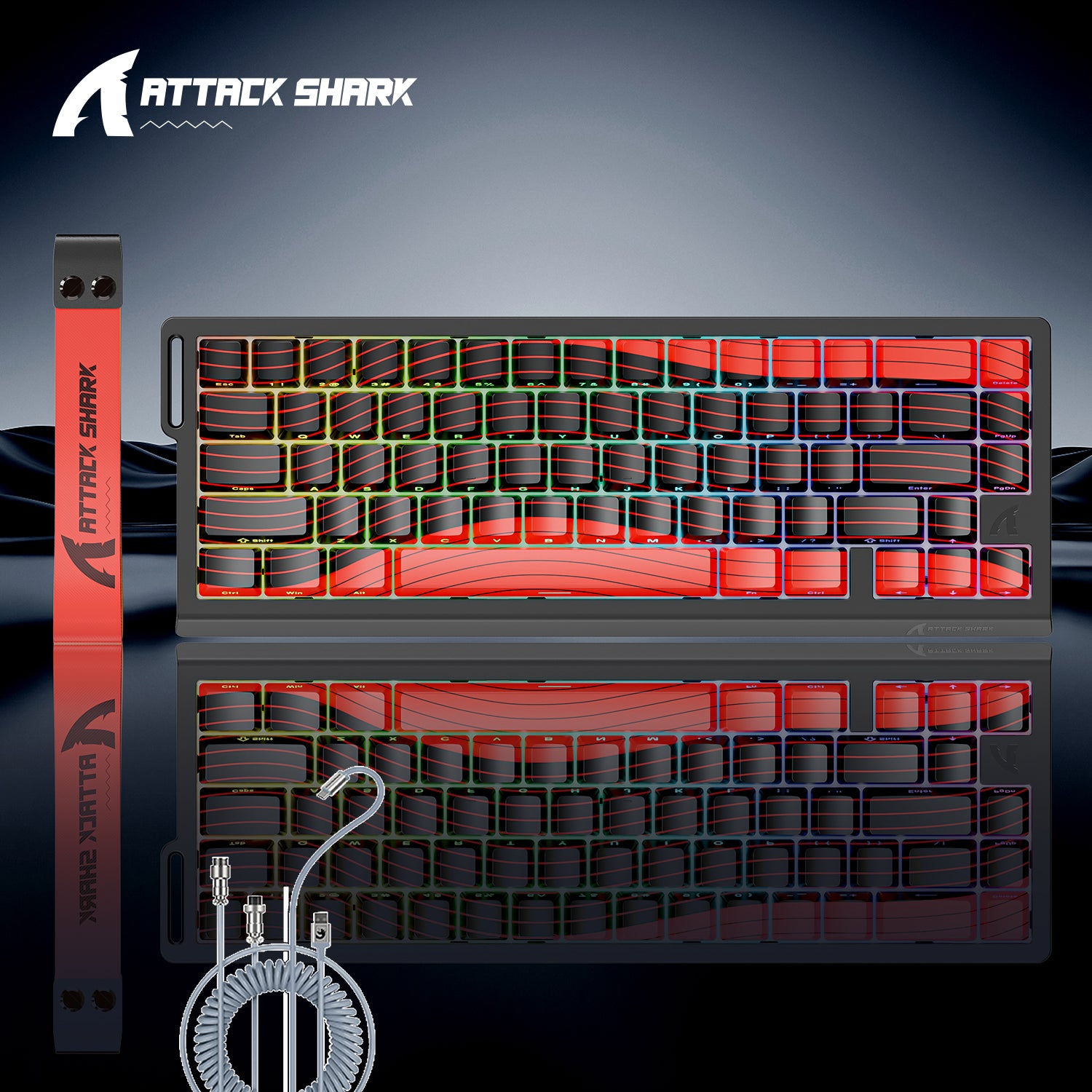 Teclado inalámbrico de activación rápida con cable en espiral ATTACK SHARK X68PRO HE