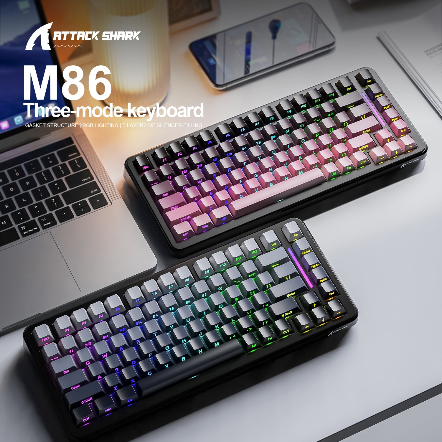 Teclado mecánico con junta de tres modos ATTACK SHARK M86