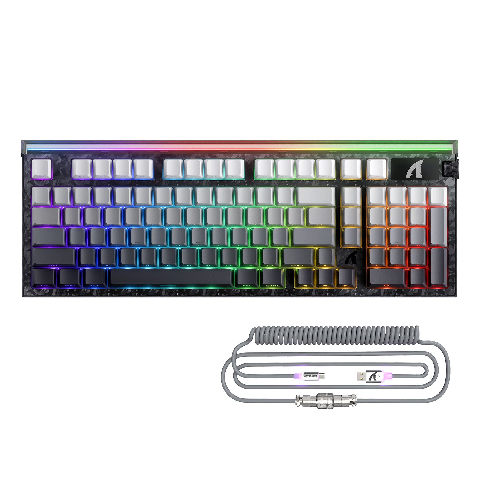 Teclado con cable ATTACK SHARK R98 HE de fibra de carbono, gatillo rápido, interruptor magnético y cable en espiral C01 Ultra RGB