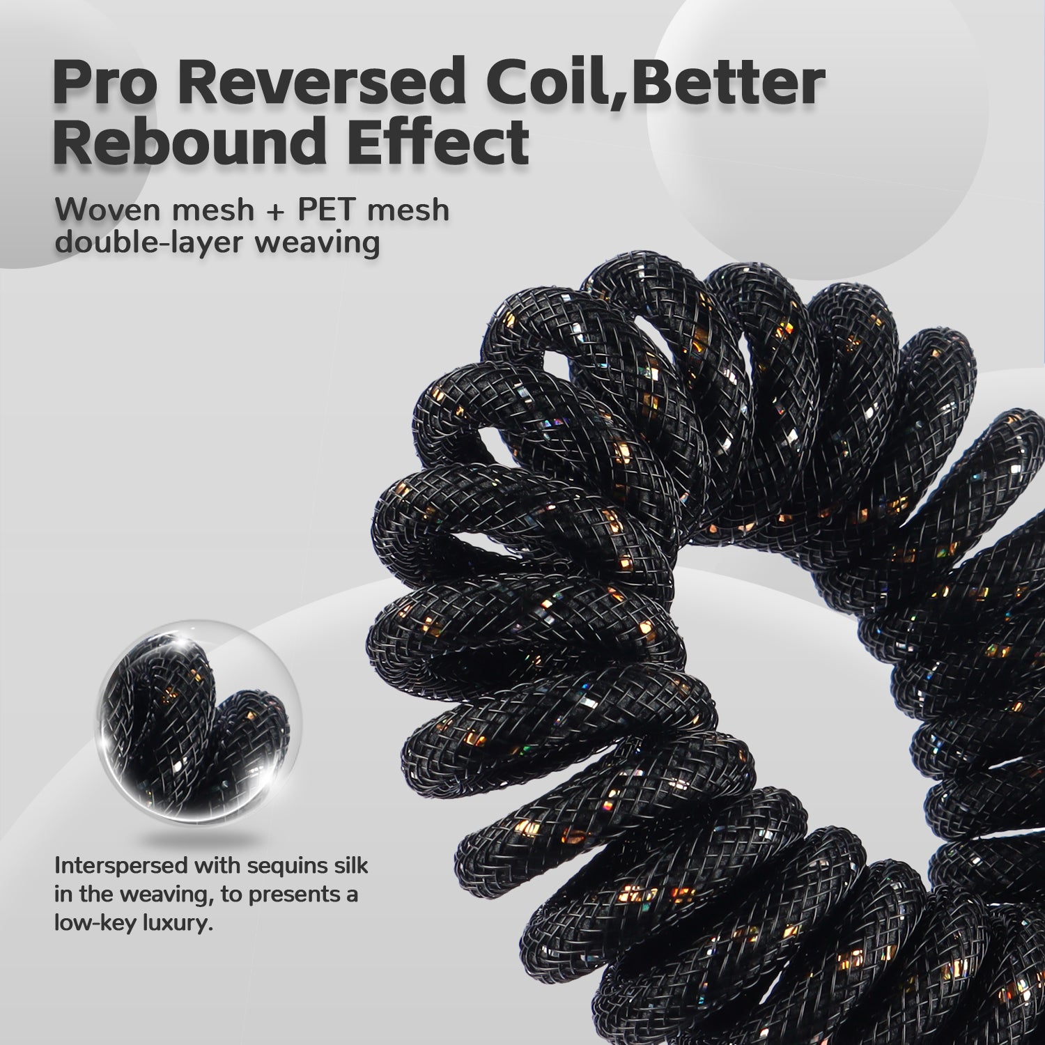 C03 USB-C coiled keyboard cable showcasing Pro Reversed Coil with sequins silk design