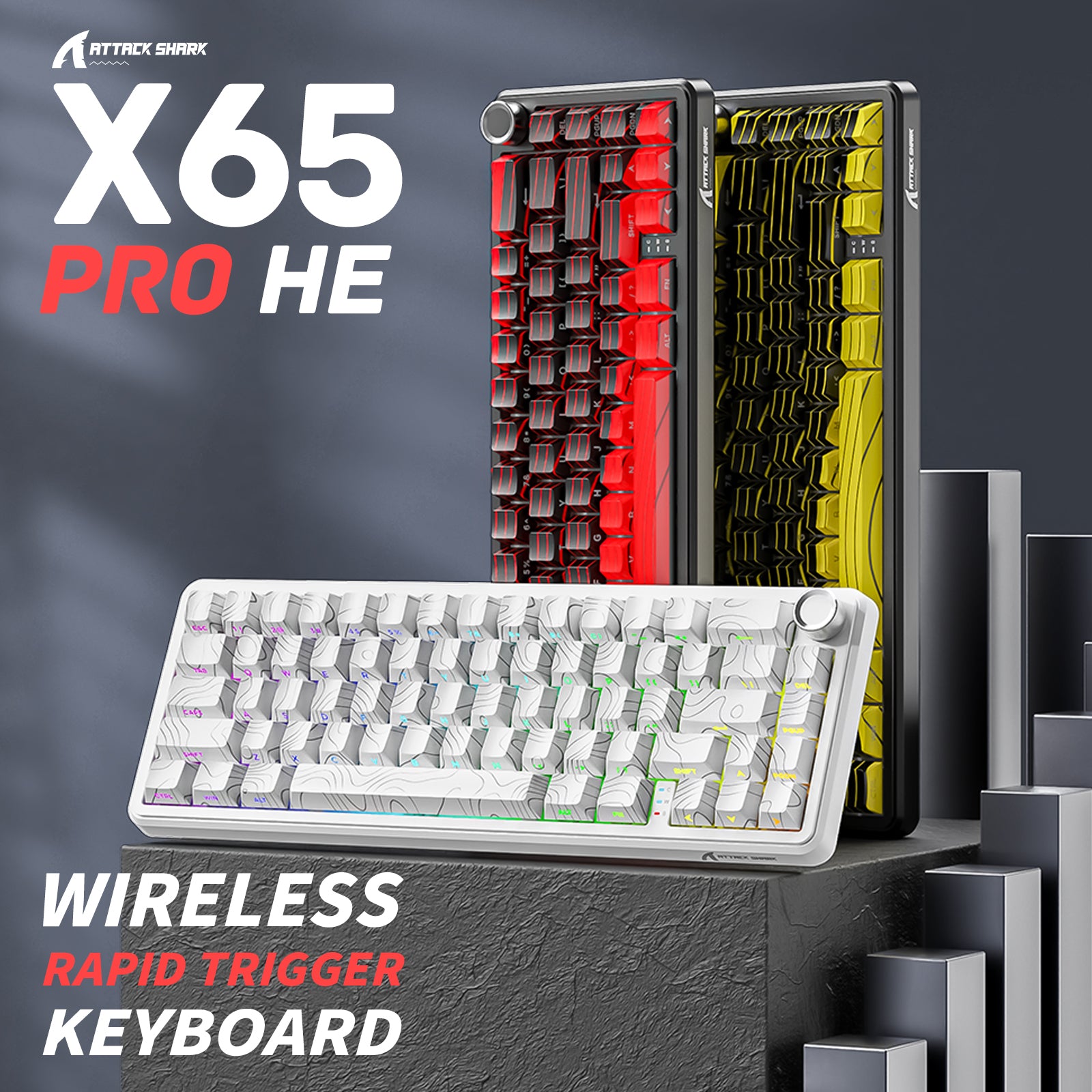 Teclado inalámbrico con gatillo rápido ATTACK SHARK X65PRO HE con interruptor magnético