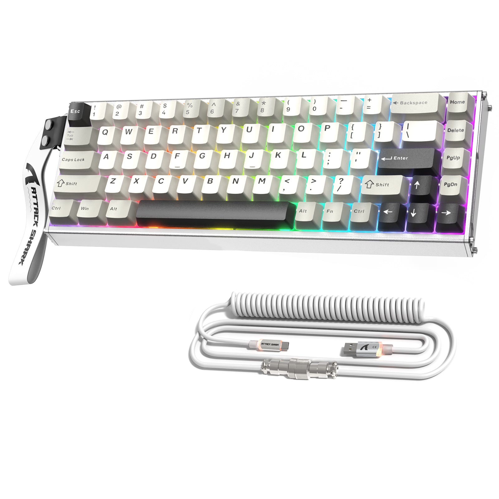 Teclado ATTACK SHARK X68MAX HE de aluminio CNC con interruptor magnético y cable en espiral C01Ultra RGB.