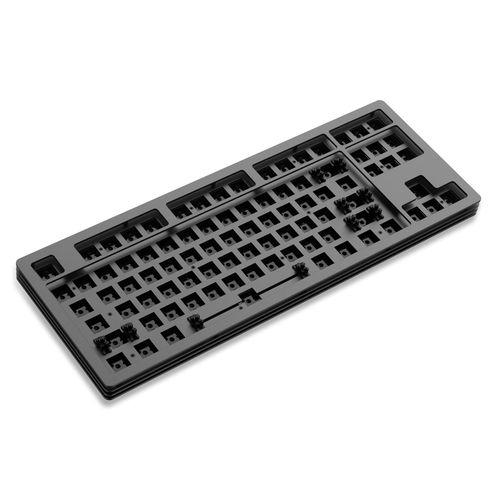 AJAZZ AKC087 keyboard PCB layout with hot-swappable switch slots in black.