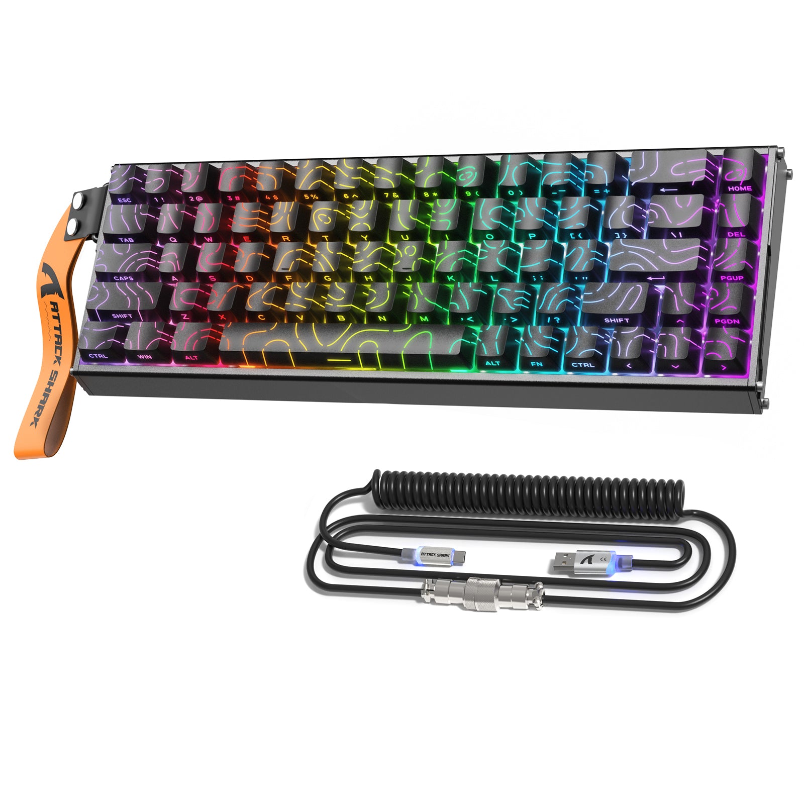 Teclado ATTACK SHARK X68MAX HE de aluminio CNC con interruptor magnético y cable en espiral C01Ultra RGB.