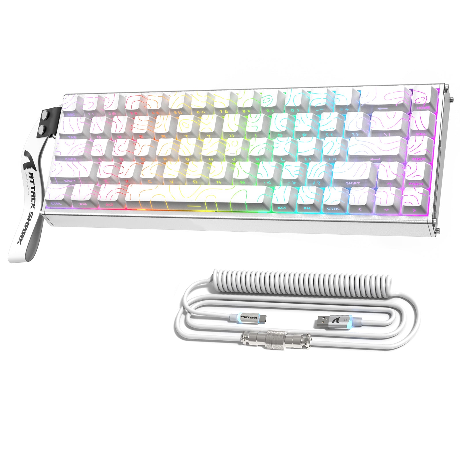 Teclado ATTACK SHARK X68MAX HE de aluminio CNC con interruptor magnético y cable en espiral C01Ultra RGB.