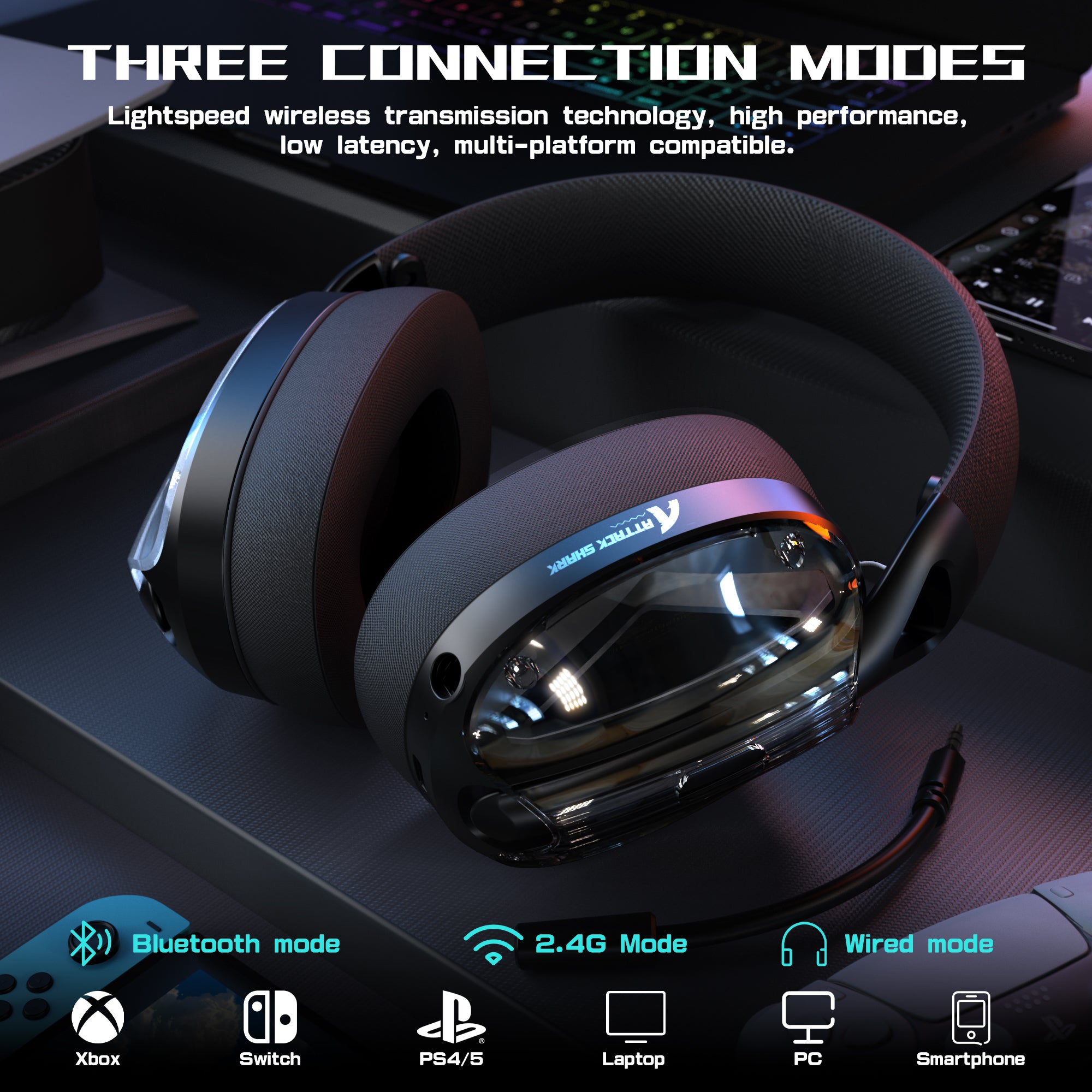 Auriculares para juegos ultraligeros de tres modos ATTACK SHARK L60