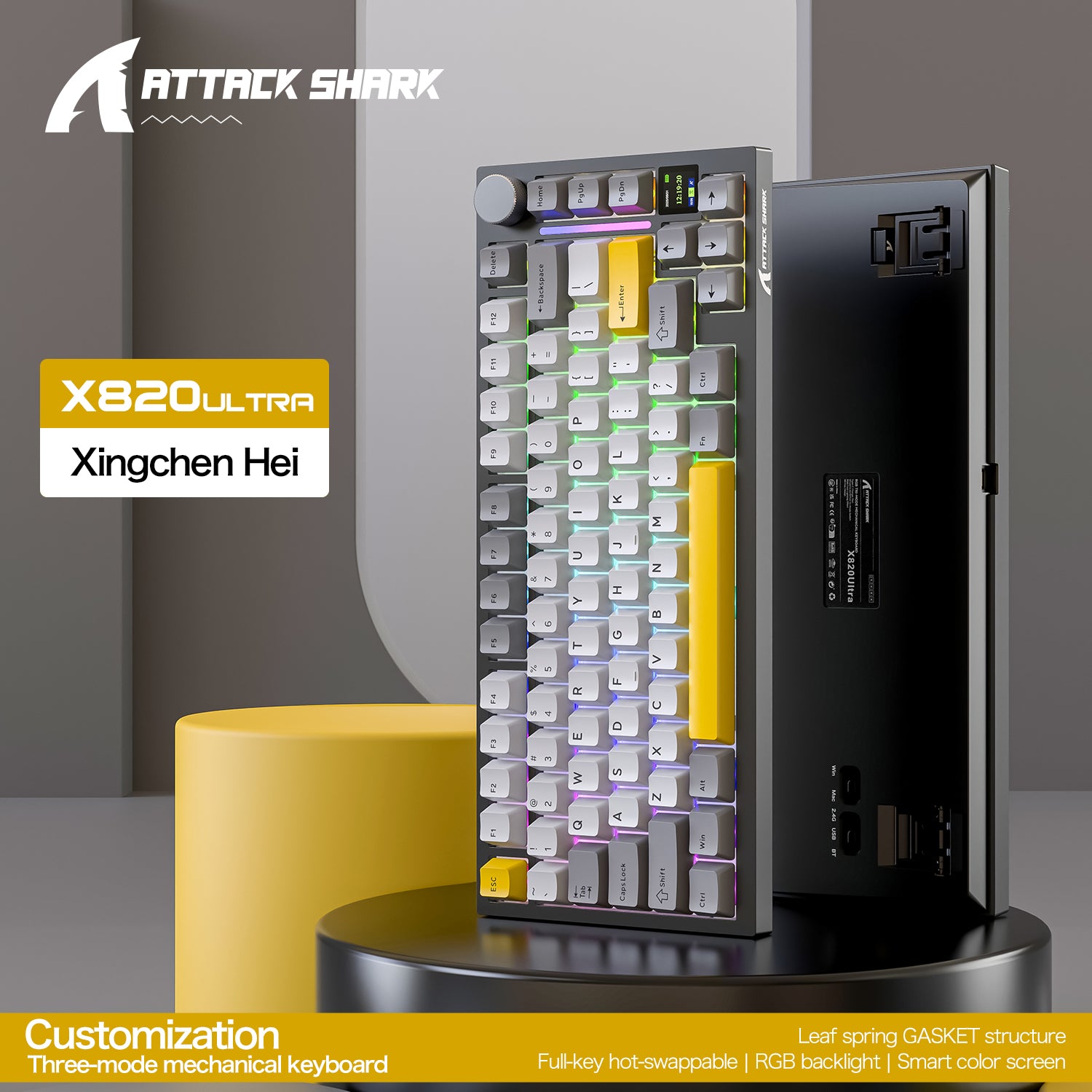 Teclado mecánico ultra trimodo ATTACK SHARK X820 con junta