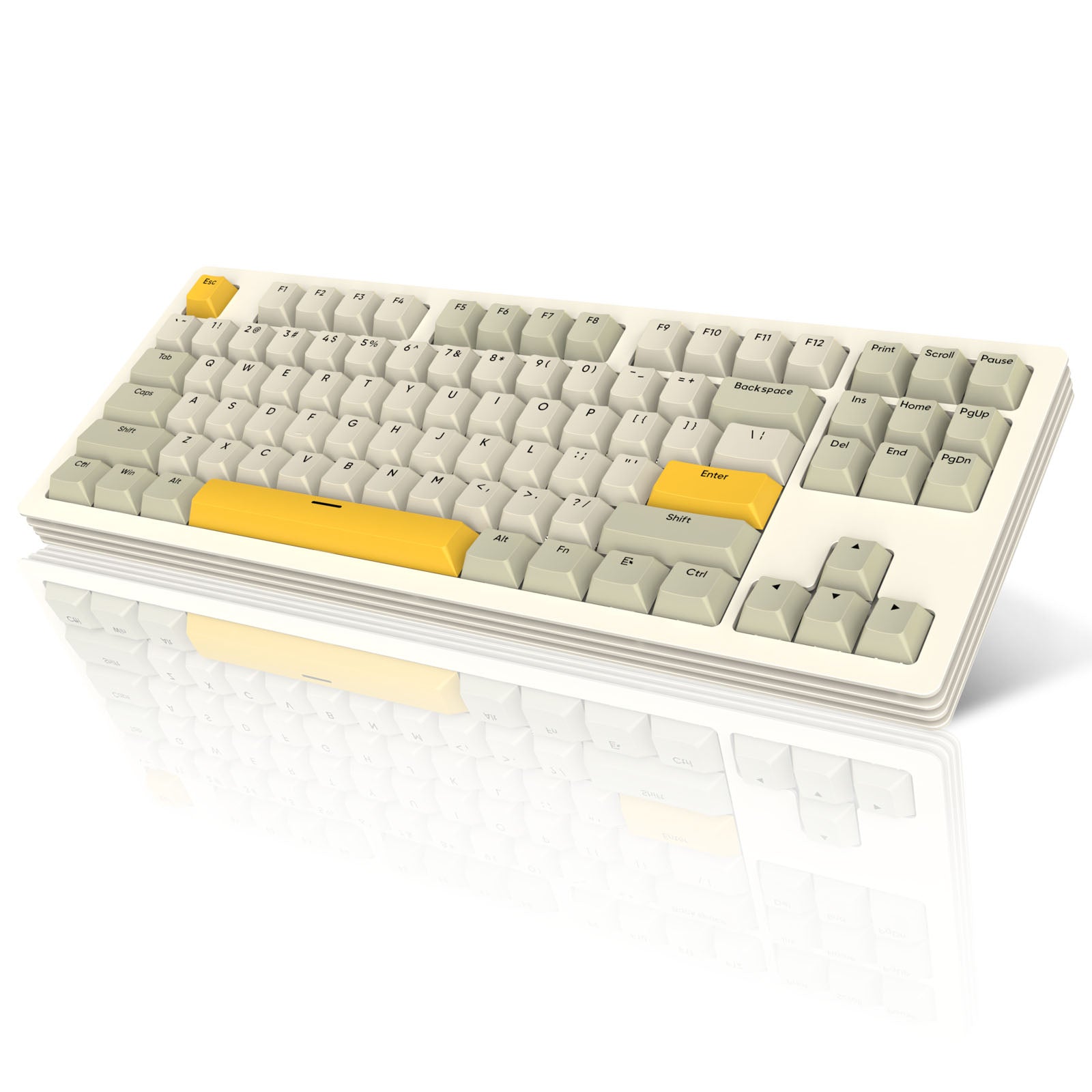 AJAZZ AKC087 Mechanical Keyboard with yellow accents and sleek design