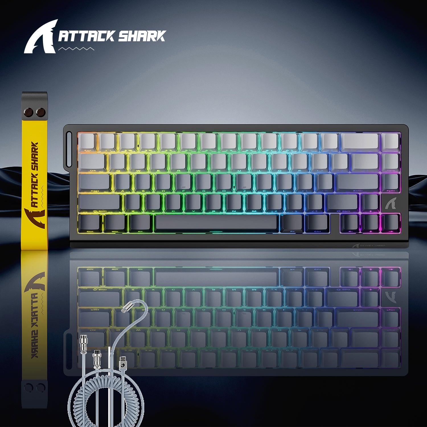 Teclado inalámbrico de activación rápida con cable en espiral ATTACK SHARK X68PRO HE