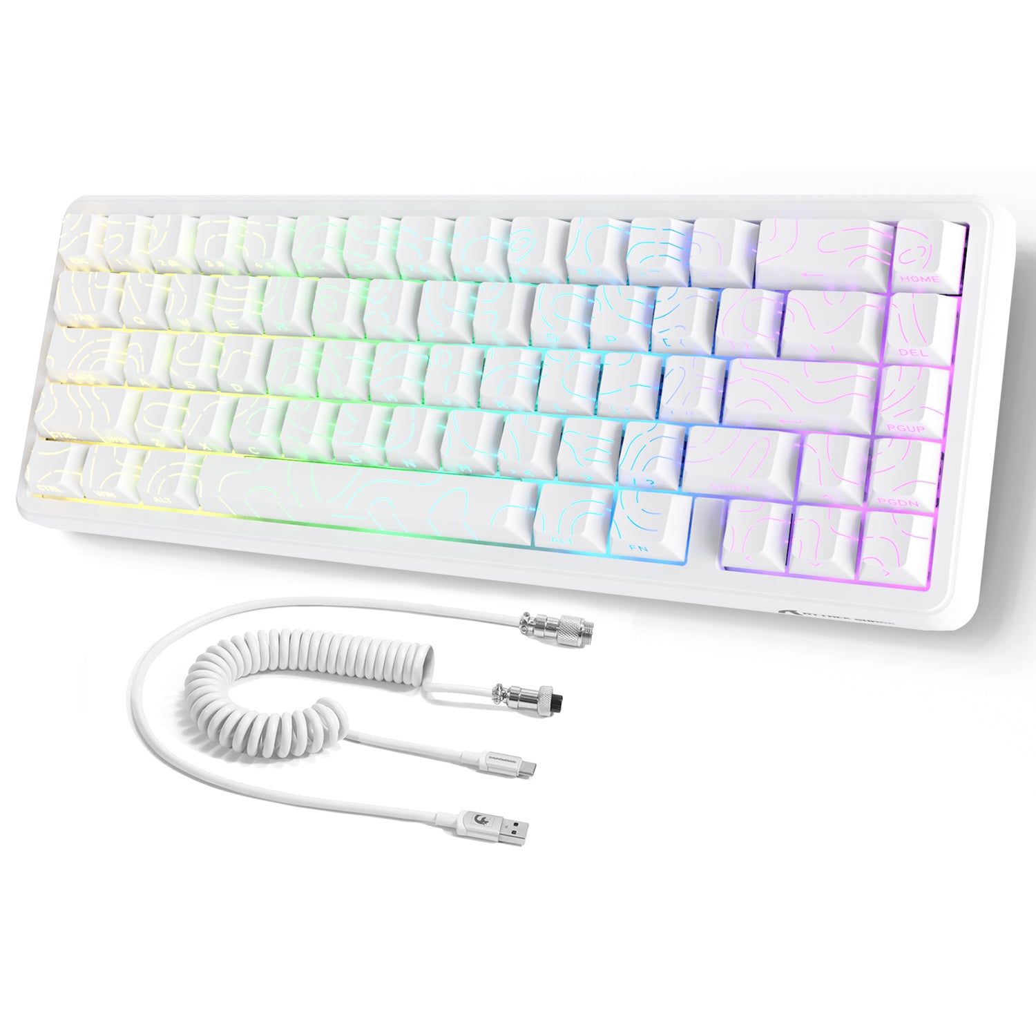 Teclado con interruptor magnético y disparador rápido ATTACK SHARK X65 HE con cable en espiral de 8 KHz