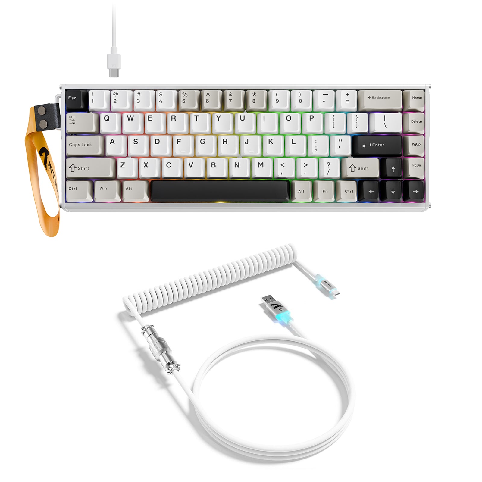 Teclado ATTACK SHARK X68MAX HE de aluminio CNC con interruptor magnético y cable en espiral C01Ultra RGB.