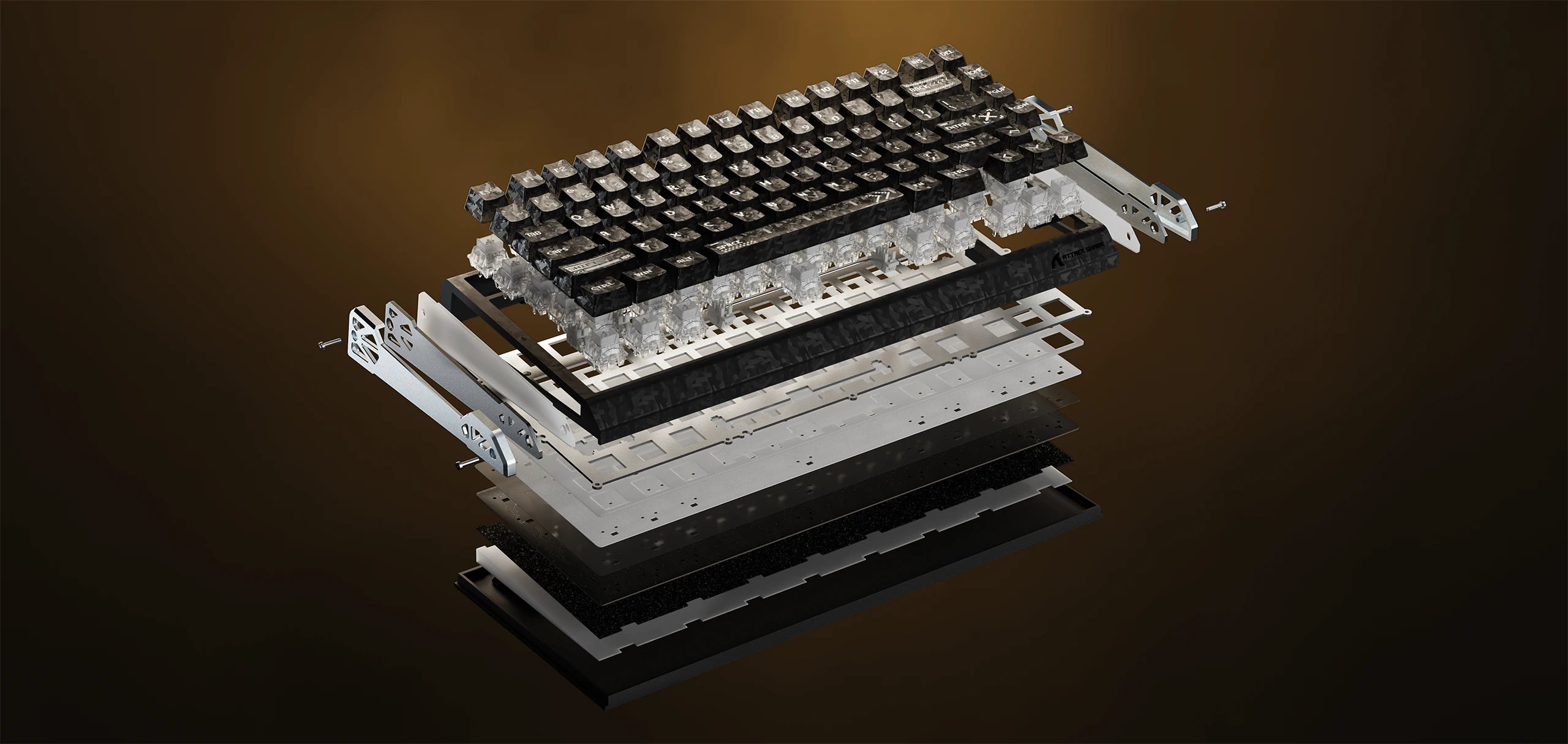 Estructura interna del teclado y capas de componentes