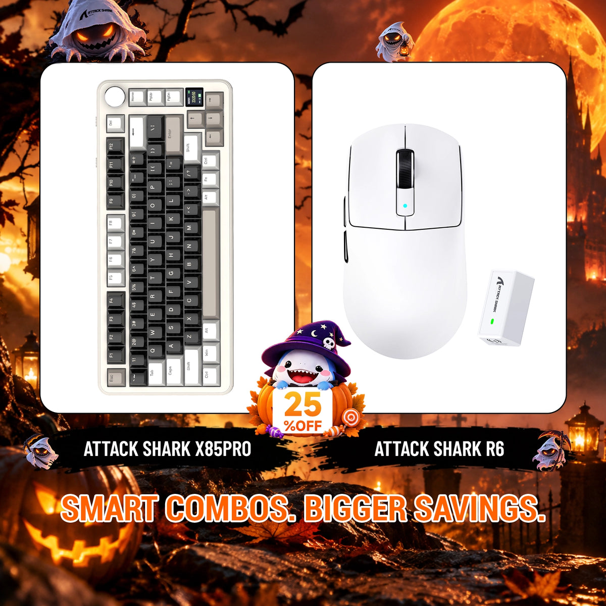 ATTACK SHARK X85 PRO: teclado mecánico con junta de tres modos + paquete de ratón inalámbrico para gaming R6
