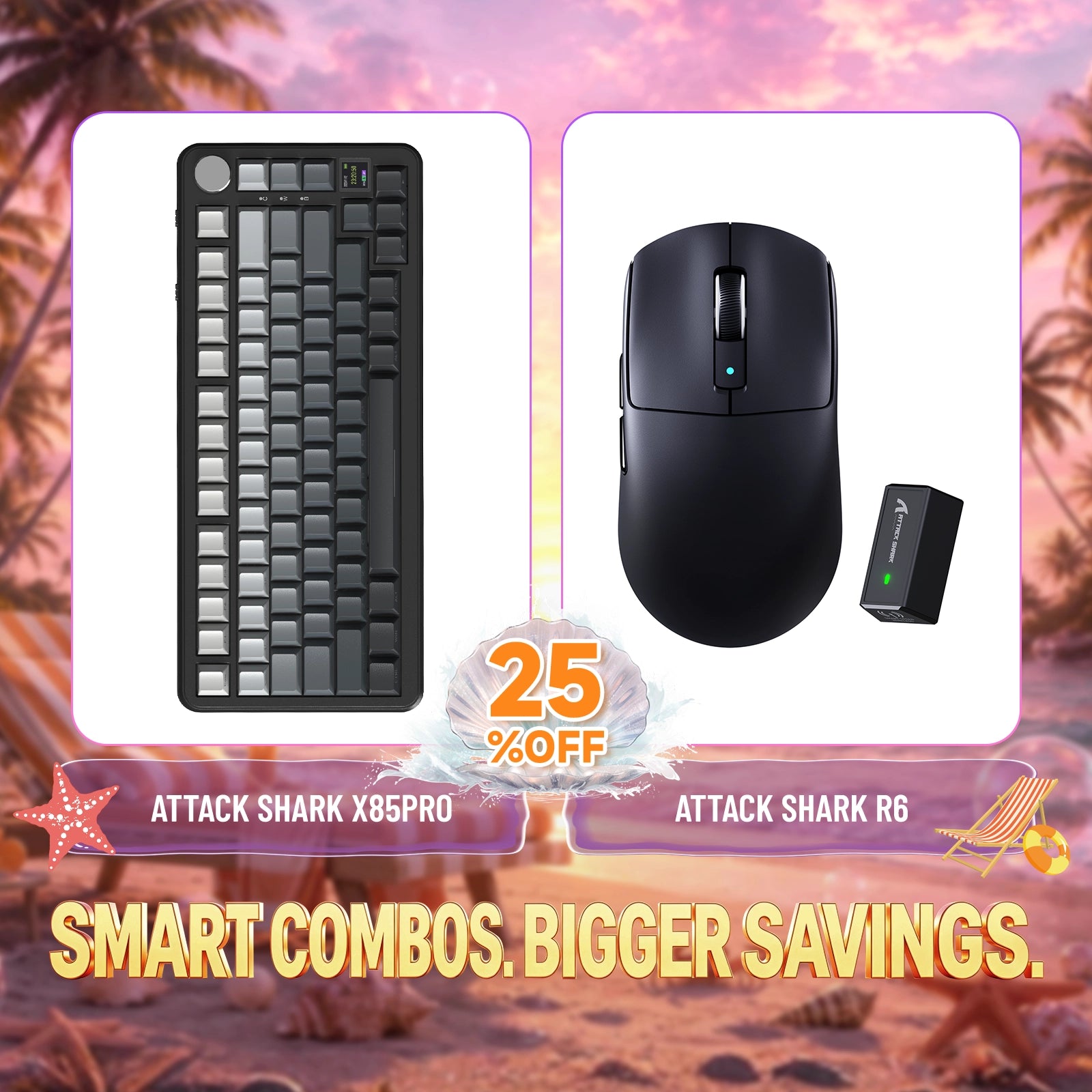 Paquete ATTACK SHARK X85PRO teclado mecánico tri-modo con junta + ratón para juegos inalámbrico R6