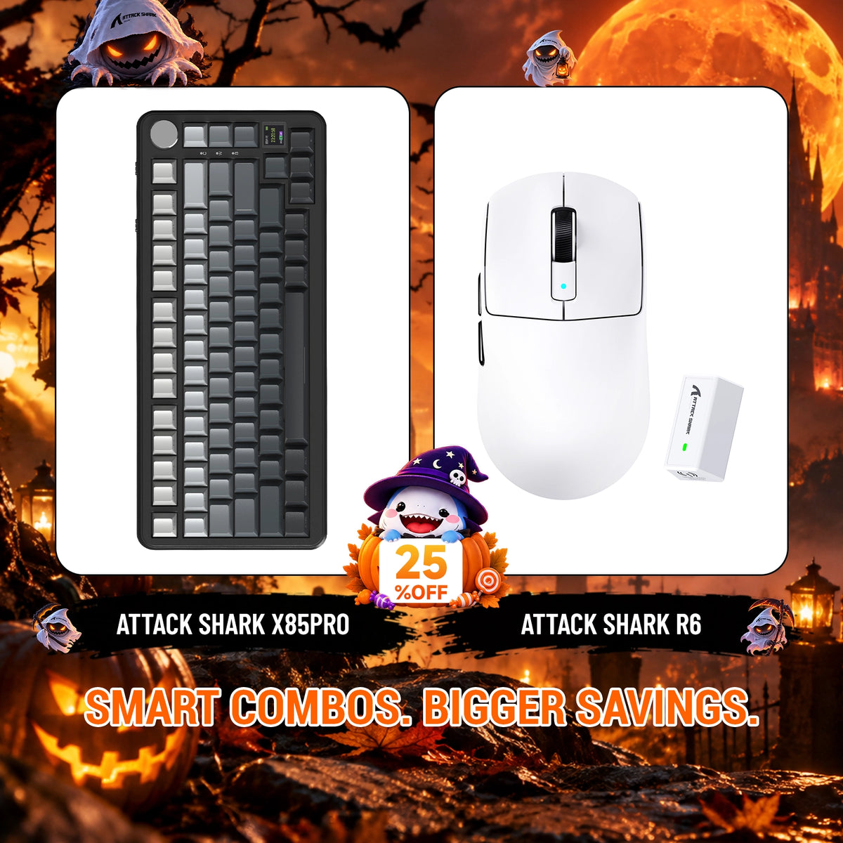 ATTACK SHARK X85 PRO: teclado mecánico con junta de tres modos + paquete de ratón inalámbrico para gaming R6