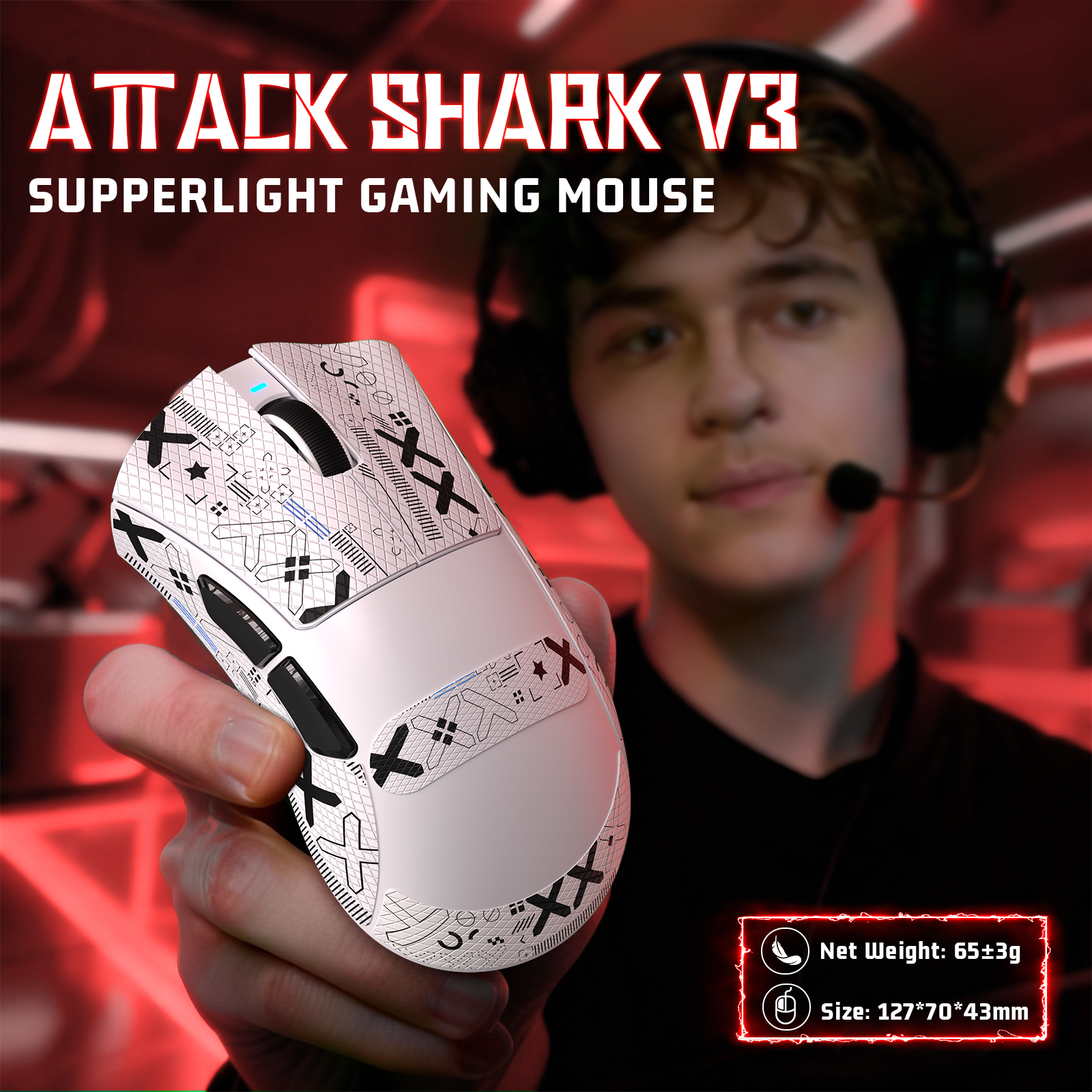 Ratón para juegos ultraligero de tres modos ATTACK SHARK V3