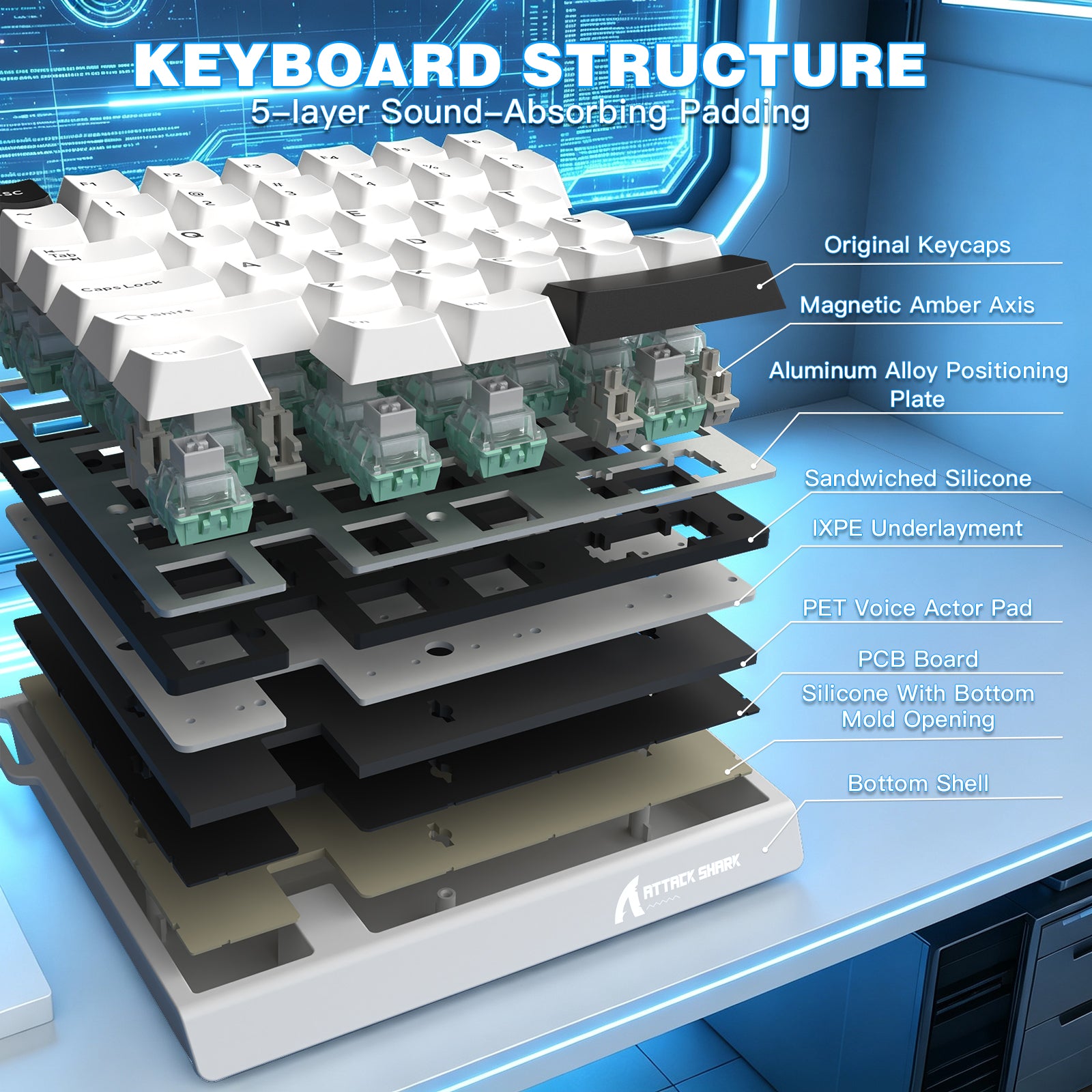 Teclado con interruptor magnético de una mano ATTACK SHARK M36 HE